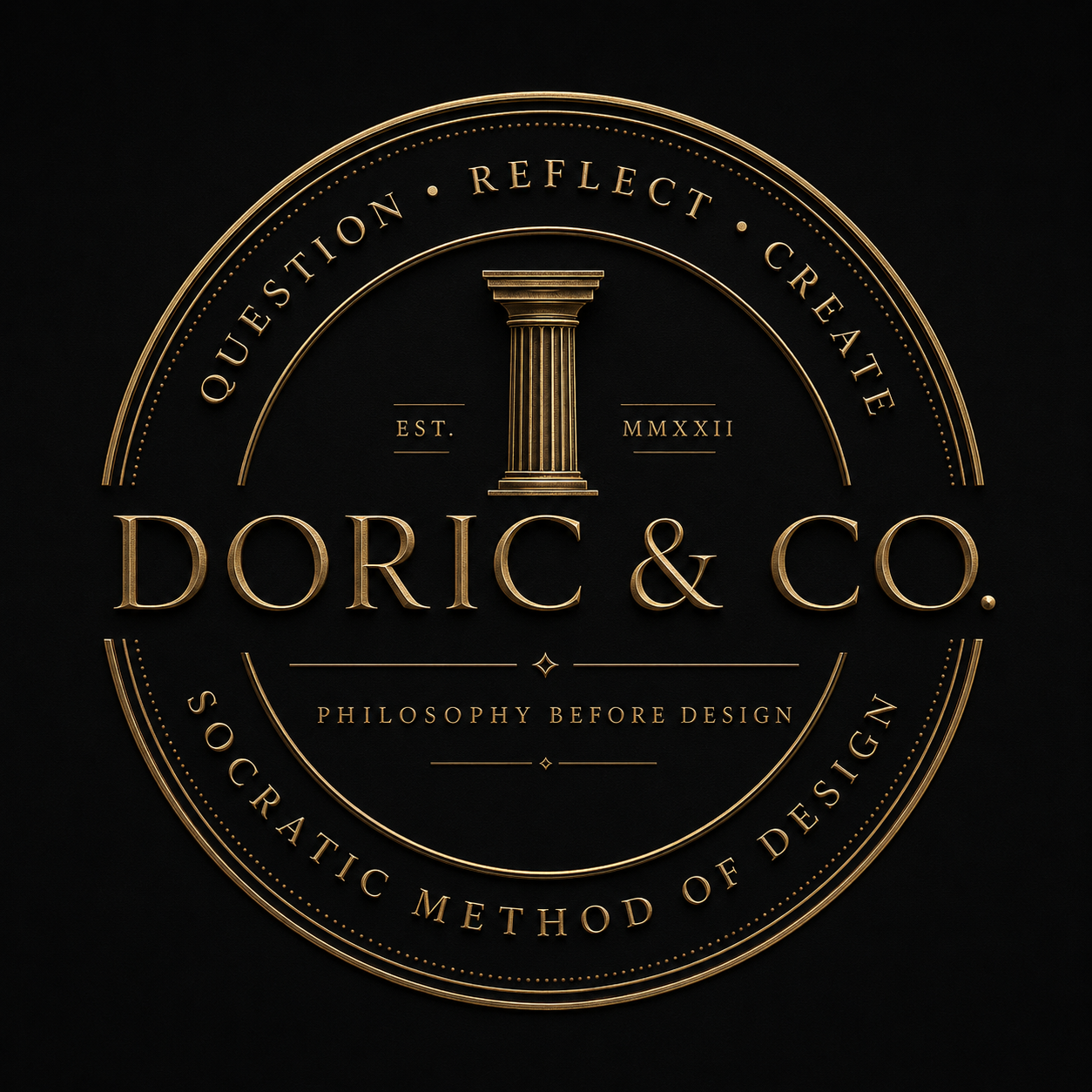 Doric & Co. philosophy before design seal for luxury interiors